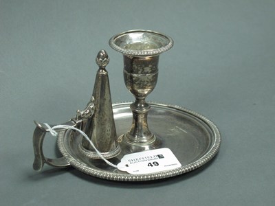 Lot 49 - A Georgian Hallmarked Silver Chamberstick,...