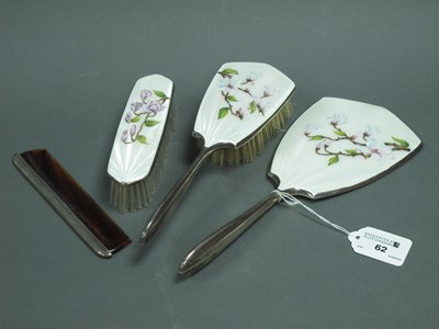 Lot 62 - A Matched Hallmarked Silver and Enamel Three...