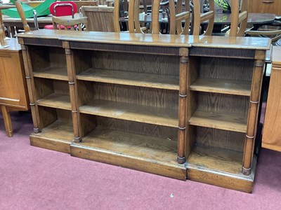 Lot 1570 - Reproduction Oak Breakfront Open Bookcase with...