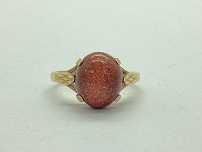 Lot 52 - A Vintage 9ct Gold Goldstone Cabochon Ring,...