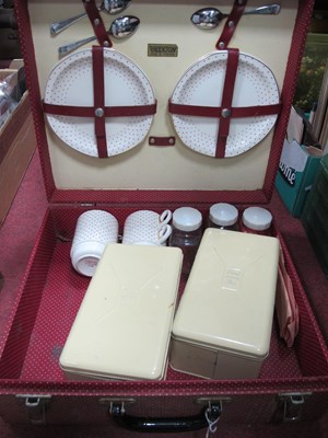 Lot 1030 - A Brexton Picnic Hamper, with red spotted...