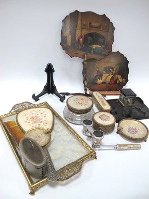 Lot 1401 - Pair of XIX Century Papier Mache Face Screens,...