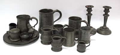 Lot 1350 - XIX Century Pewterware, including a pair of...