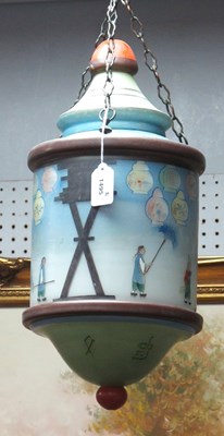 Lot 1495 - XX Century Chinese Hand-Painted Glass Ceiling...