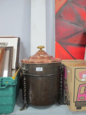 Lot 1136 - Beaten Copper Fire Canopy 76.5cm wide, log...