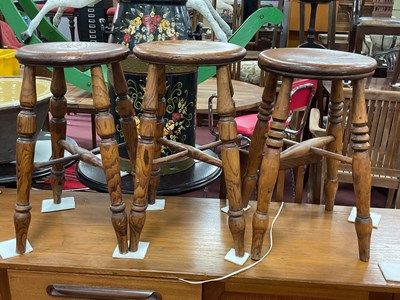 Lot 1569 - XIX Century Pair of Ash-Elm "Boston Stools",...