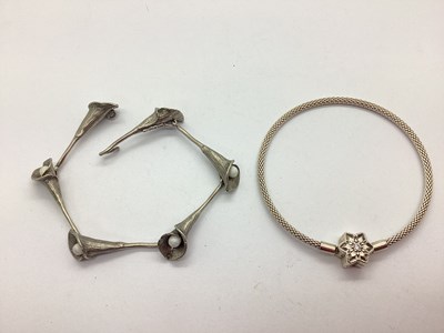 Lot 207 - A Modernist Danish Style Lily Panel Bracelet,...
