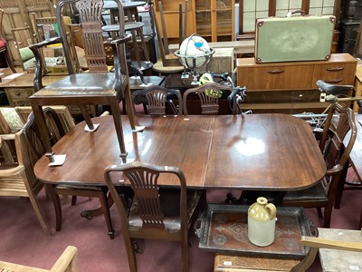 Lot 1543 - XX Century Mahogany Twin Pedestal Dining Table,...