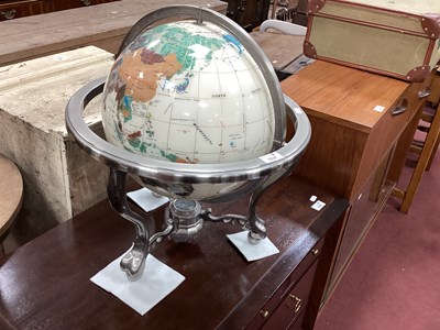 Lot 1537 - Mineral Terrestrial Globe, in white metal,...