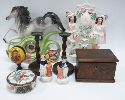Lot 1173 - XIX Century Flatback Figure Group, 31cm high....