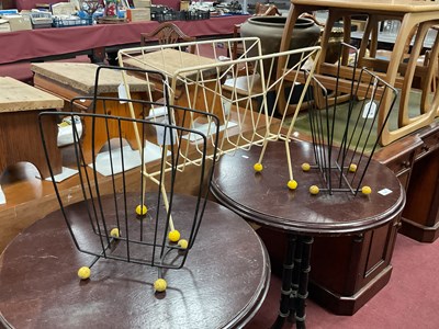 Lot 1560 - Three 1950s Wirework Magazine Racks, each with...