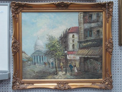 Lot 1474 - Burnett (Caroline) Parisian Street Scene, oil...