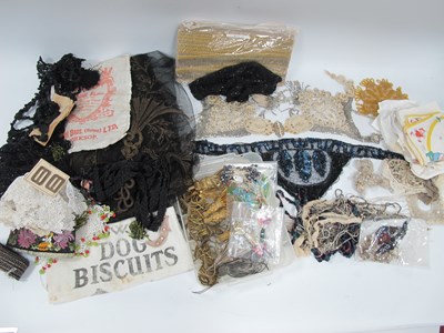 Lot 1454 - Beadwork Panels and Trim, lace and embroidered...