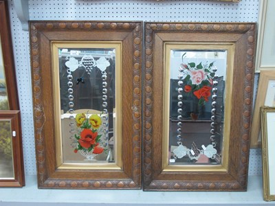 Lot 1475 - A Pair of 'Gypsy' Mirrors, with a painted urn...