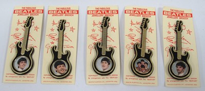 Lot 1285 - The Beatles Guitar Brooches, four featuring a...