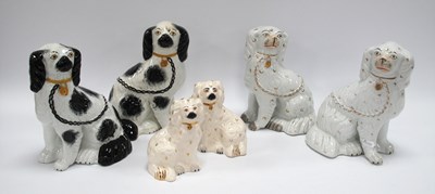 Lot 1254 - Three Pairs of Staffordshire Dogs:- One Tray.