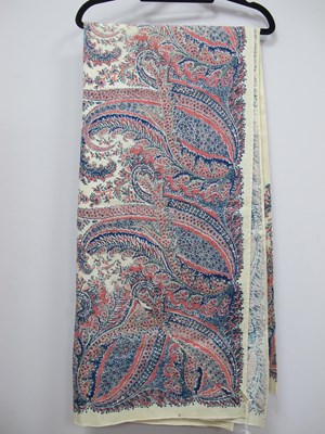 Lot 1470 - A Fine Cream Wool Shawl, with a primarily pink...