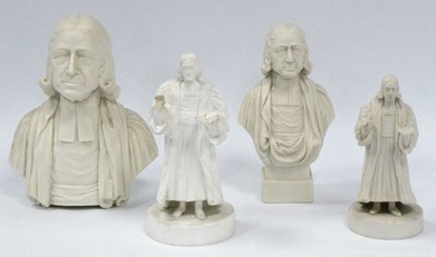 Lot 1087 - A Parian Bust of John Wesley, raised on a...