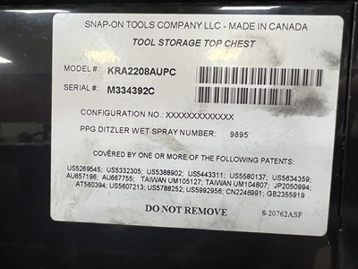 Lot 1189 - A Snap On Tool Chest; comprising, Snap-On tool...