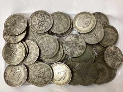 Lot 572 - GB Pre 1947 Silver Florins, total weight 400g.