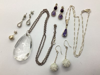 Lot 200 - A Modern Hallmarked Silver Blue John Pendant,...