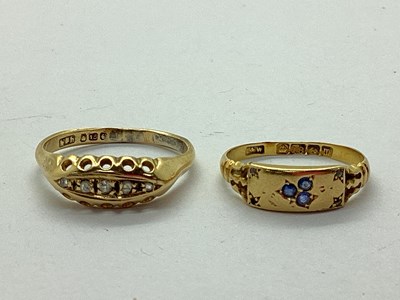 Lot 52 - A Dainty Antique 18ct Gold Ring, inset...