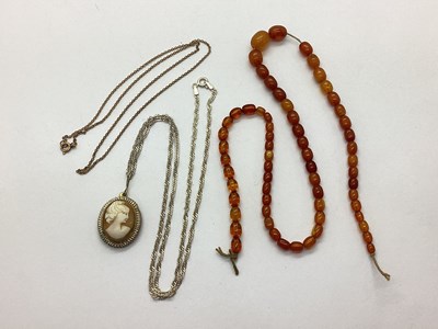 Lot 167 - A Single Strand Amber Colour Graduated Bead...