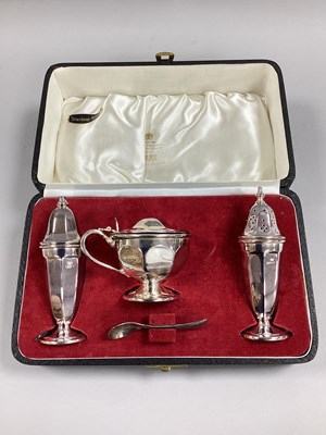 Lot 4 - Viners; A Hallmarked Silver Three Piece Cruet...