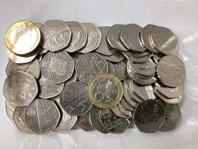 Lot 554 - Large Collection Of GB 50p And £2 Coins,...