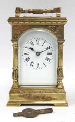 Lot 1549 - A French R and Co. Brass Cased Carriage Clock,...