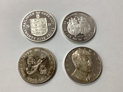 Lot 571 - Four Commemorative Silver Coins, includes a...