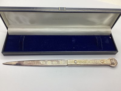 Lot 15 - A Hallmarked Silver Letter Opener, Hugh...