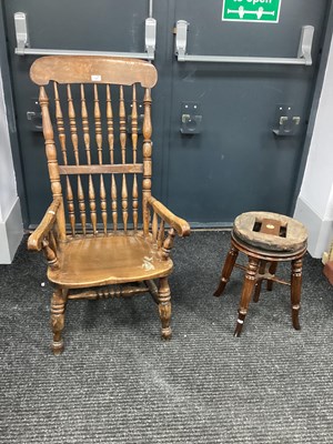 Lot 1589 - XIX Century Ash-Elm High Back Chair, with...