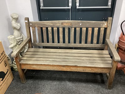 Lot 1566 - A Garden Bench, with rail supports, square...