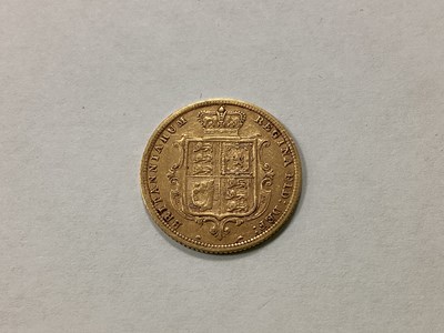 Lot 674 - 1885 Victoria Young Head Shield Back Gold Half...