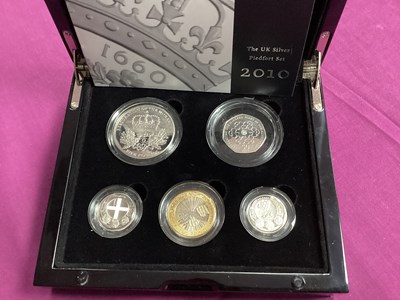 Lot 656 - 2010 Royal Mint UK Silver Piedfort Five Coin...