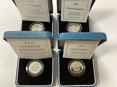 Lot 635 - Four Royal Mint Silver Proof £1 Coins, 2003,...