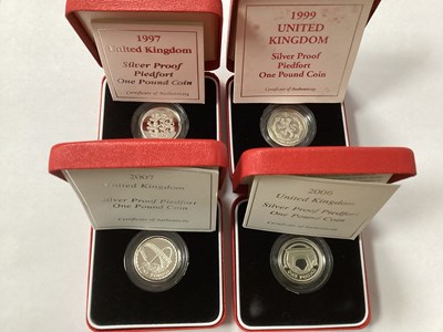 Lot 636 - Four Royal Mint Silver Proof Piedfort £1 Coins,...