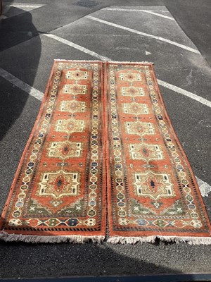 Lot 1598 - Pair of Tasselled Wool Runners, with six large...