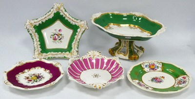 Lot 1055 - A Rockingham Porcelain Dish, of pentagon form,...
