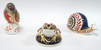 Lot 1278 - Royal Crown Derby Paperweights, snail,...