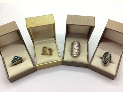 Lot 112 - A Small Collection "925" Modern Dress Rings,...