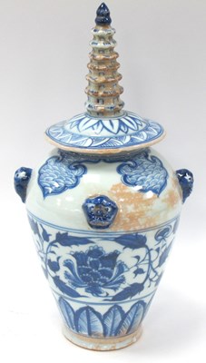 Lot 1339 - Oriental - Chinese Blue and White Pottery Vase...
