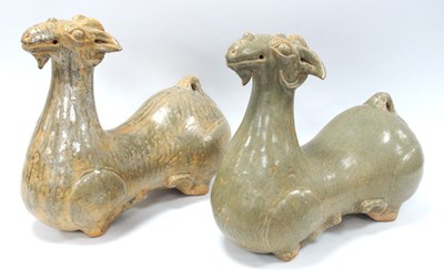 Lot 1341 - Oriental - A Pair of Chinese Pottery Seated...
