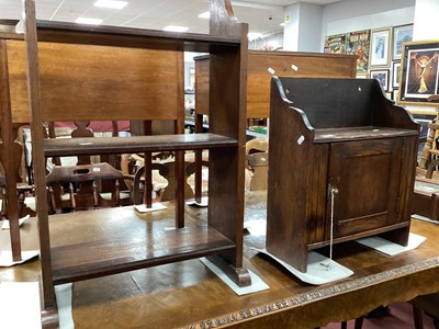 Lot 1585 - 1930s Oak Book Rack, with shaped sides, 45cm...