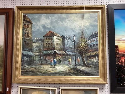 Lot 1502 - Jacques, Parisian Street Scene, oil on canvas,...