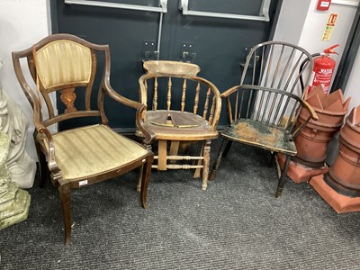 Lot 1596 - XIX Century Ash Windsor Chair (dam), Edwardian...