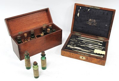 Lot 1422 - 'W.H. Harling of London' walnut geometry case...