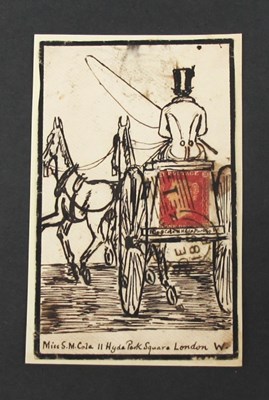 Lot 1322 - Stamps, An unusual pen and ink drawing of a...