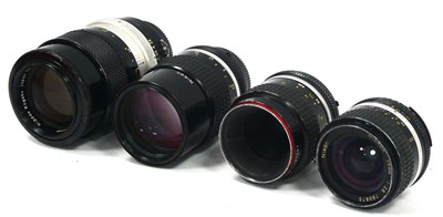 Lot 1393 - Nikon Nikkor Lenses; comprising of 28mm f/2.8...